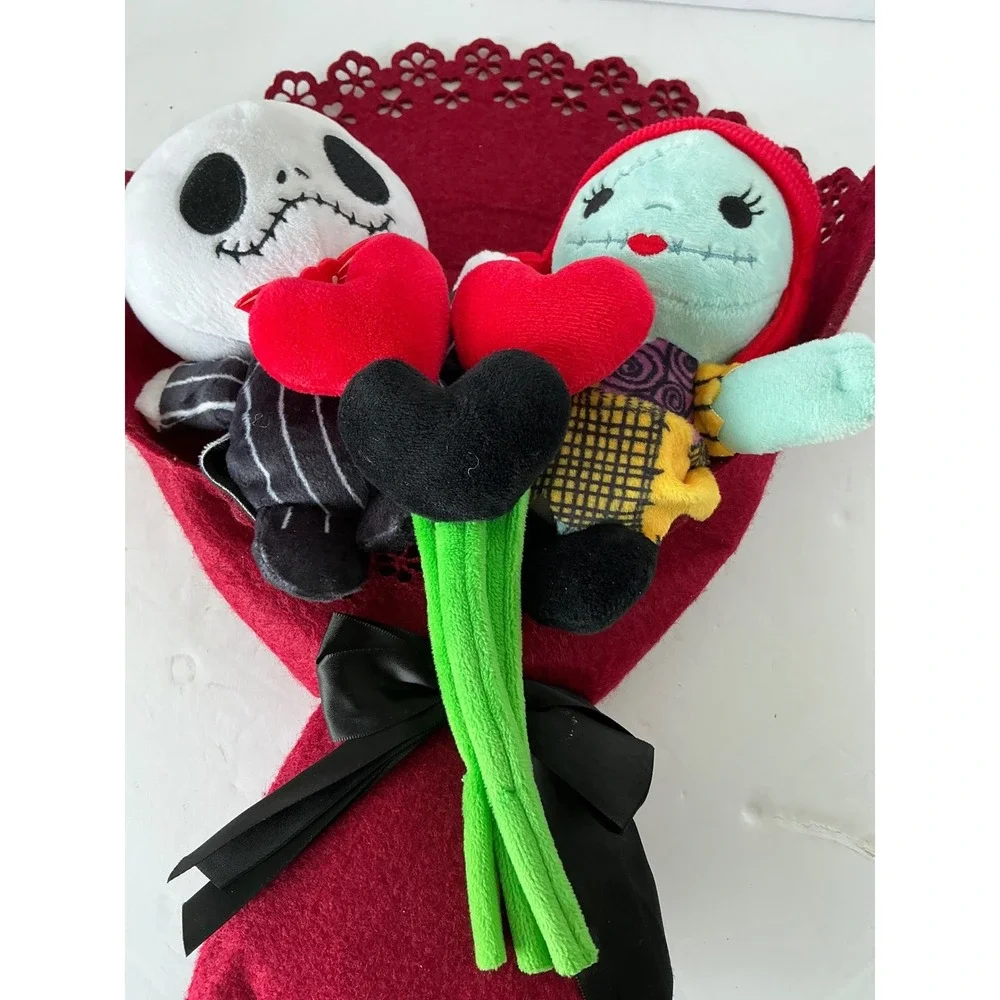Disney Nightmare Before Christmas Jack Sally Plush Bouquet‎ Heart Red 14in Gift